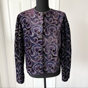 Vintage Jeri  Marque Metallic Paisley Print Lightweight Jacket